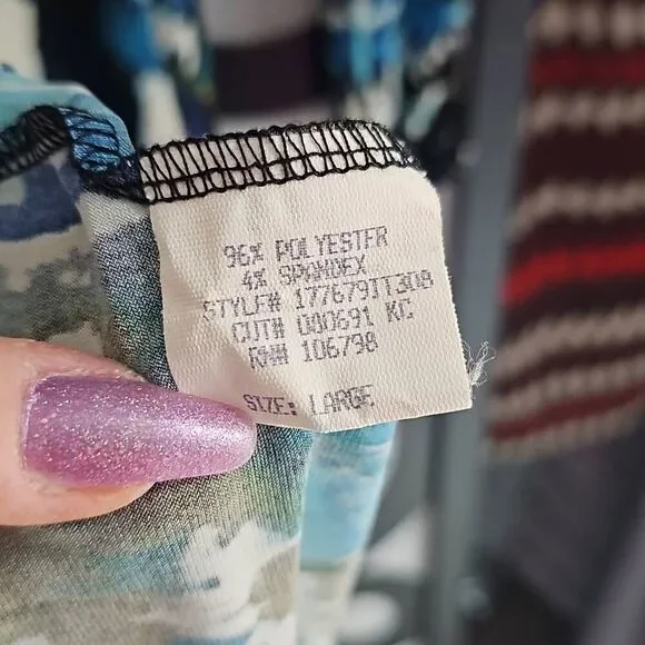 Lily A-line, longsleeve, multicolored dress. Size Large - Picture 6 of 8